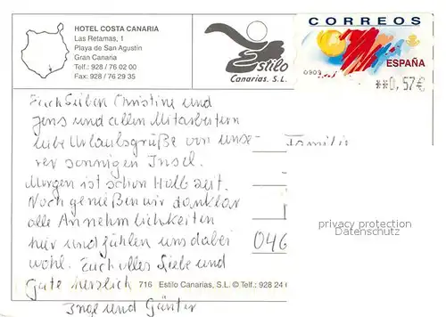 AK / Ansichtskarte Playa de San Agustin Gran Canaria Hotel Costa Canaria