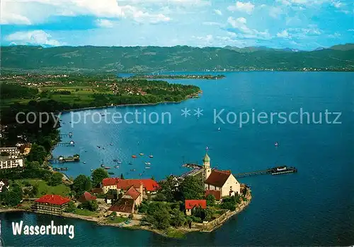 AK / Ansichtskarte Wasserburg Bodensee Fliegeraufnahme Lindau Vorarlberger Berge Kat. Wasserburg (Bodensee)