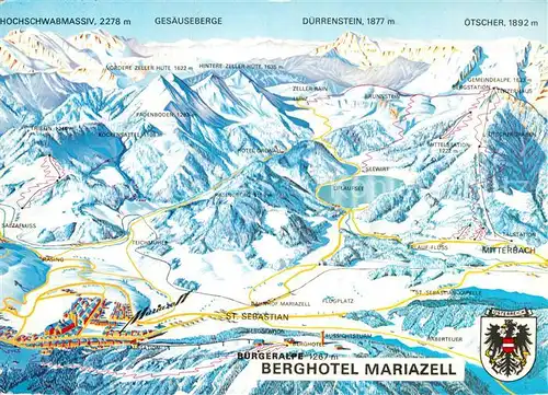 AK / Ansichtskarte Mariazell Steiermark Pistenplan Bergmassive Kat. Mariazell