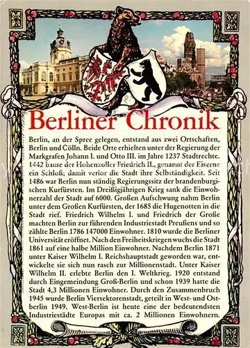 AK / Ansichtskarte Berlin Chronik Kat. Berlin