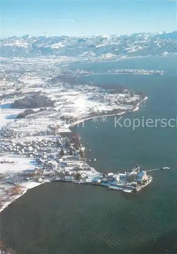 AK / Ansichtskarte Wasserburg Bodensee Fliegeraufnahme Lindau Vorarlberger Berge Kat. Wasserburg (Bodensee)