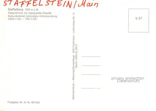 AK / Ansichtskarte Staffelberg Felsenkrone mit Adelgundis Kapelle Fliegeraufnahme Kat. Bad Staffelstein