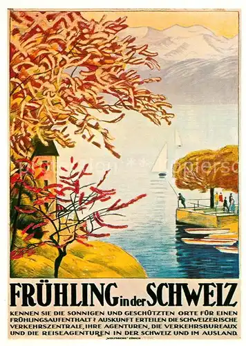 AK / Ansichtskarte Kuenstlerkarte E. Cardinaux Fruehling Plakat Verkehrszentrale Schweiz 1921 Kat. Kuenstlerkarte