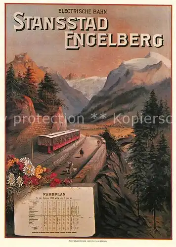 AK / Ansichtskarte Bergbahn Stansstad Engelberg Bahn Plakat 1899 Fahrplan  Kat. Bergbahn