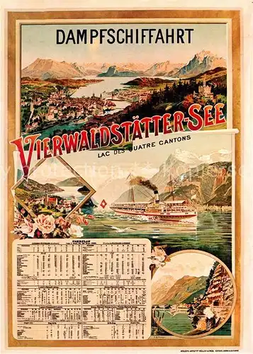 AK / Ansichtskarte Dampfer Seitenrad Dampfschiffahrts Gesellschaft Vierwaldstaettersee 1896 A. Reckziegel   Kat. Schiffe