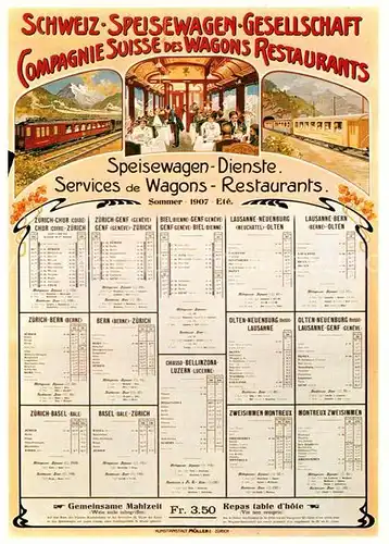 AK / Ansichtskarte Eisenbahn Plakat Speisewagengesellschaft 1907  Kat. Eisenbahn
