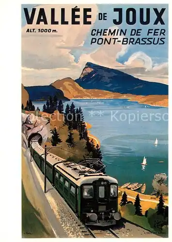 AK / Ansichtskarte Eisenbahn Affiche Chemins de Fer Vallorbe Le Pont Brassus 1945 Louis Koller  Kat. Eisenbahn