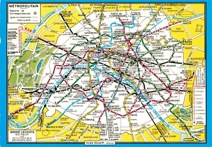 AK / Ansichtskarte U Bahn Subway Underground Metro Paris Plan du Metro