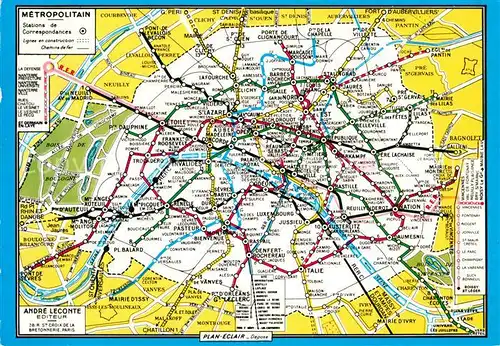AK / Ansichtskarte U Bahn Subway Underground Metro Paris Plan Liniennetz
