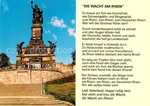 AK / Ansichtskarte Gedicht auf AK Die Wacht am Rhein Ruedesheim Niederwalddenkmal  Kat. Lyrik