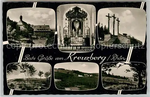 AK / Ansichtskarte Kreuzberg Rhoen Kloster Klosterkirche Golgatha Gruppe Panorama Kat. Gersfeld (Rhoen)