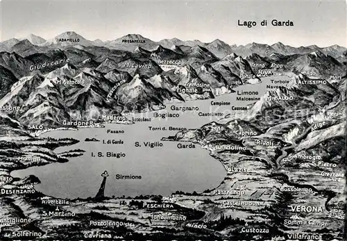 AK / Ansichtskarte Lago di Garda Gardasee und Umgebung Alpenpanorama aus der Vogelperspektive Kat. Italien