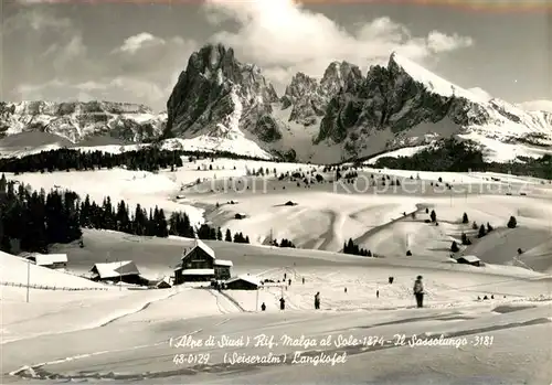 AK / Ansichtskarte Alpe di Siusi Rif. Malga al Sole Sassolungo Kat. Seiser Alm Dolomiten