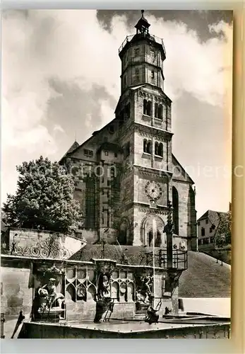 AK / Ansichtskarte Schwaebisch Hall Sankt Michaelskirche Fischbrunnen und Pranger Kat. Schwaebisch Hall