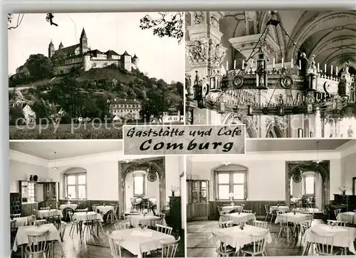 AK / Ansichtskarte Schwaebisch Hall Comburg Gaststaette und Cafe Kronleuchter Kat. Schwaebisch Hall