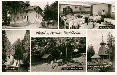 AK / Ansichtskarte Herrischwand Hotel Pension Waldheim Gugelturm Park Rehgatter Wasserfall Kat. Herrischried