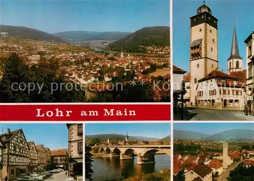 AK / Ansichtskarte Lohr Main Fliegeraufnahme Bayersturm Hauptstrasse Mainbruecke Kat. Lohr a.Main