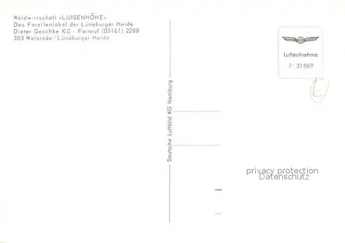 AK / Ansichtskarte Walsrode Lueneburger Heide Waldwirtschaft Luisenhoehe Fliegeraufnahme Kat. Walsrode