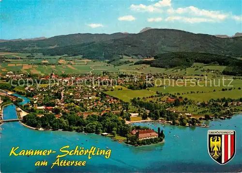 AK / Ansichtskarte Kammer Attersee Fliegeraufnahme Schloss Schoerfling Kat. Attersee