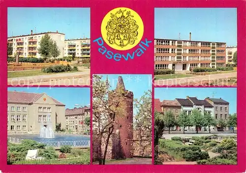 AK / Ansichtskarte Pasewalk Mecklenburg Vorpommern Strasse der Jugend Thaelmann Platz Pulverturm Friedr Wolf Oberschule Kat. Pasewalk