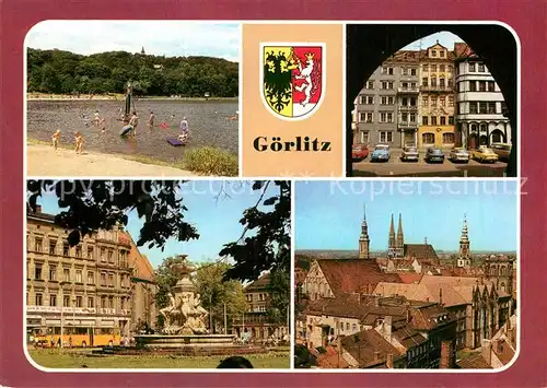 AK / Ansichtskarte Goerlitz Sachsen Volksbad Haeuser der Zeile Zierbrunnen Altstadtblick vom Dicken Turm Kat. Goerlitz