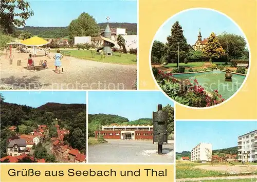 AK / Ansichtskarte Seebach Eisenach Kindergarten Sporthalle Teilansicht Thal Parkanlage Blick vom Tempelchen Kat. Seebach Eisenach