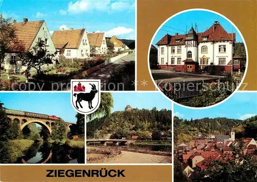 AK / Ansichtskarte Ziegenrueck Schleizer Strasse Rat der Stadt Eisenbahnviadukt Jugendherberge Theo Neubauer