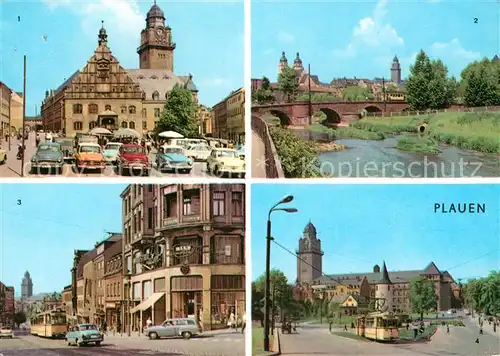 AK / Ansichtskarte Plauen Vogtland Altmarkt Dr Kuelz Bruecke Bahnhofstrasse Otto Grotewohl Platz Kat. Plauen