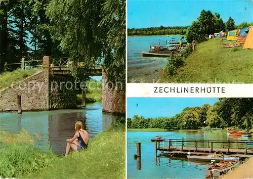 AK / Ansichtskarte Zechlinerhuette Jagowbruecke Zeltplatz Eckernkoppel Wietzower See Bootssteg Kat. Rheinsberg