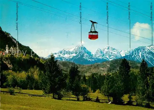 AK / Ansichtskarte Seilbahn Tegelberg Schloss Neuschwanstein Hohenschwangau  Kat. Bahnen