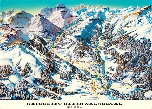 AK / Ansichtskarte Skifahren Kleinwalsertal Reliefkarte  Kat. Sport