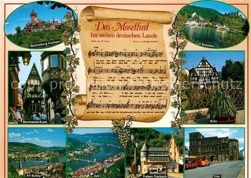 AK / Ansichtskarte Liederkarte Das Mosellied Reichsburg Cochem Beilstein Kroev Alf Bullay  Kat. Musik