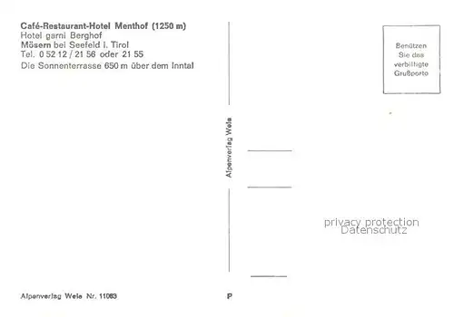 AK / Ansichtskarte Moesern Caf? Restaurant Hotel Menthof / Telfs /Innsbruck