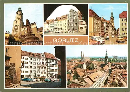 AK / Ansichtskarte Goerlitz Sachsen Rathausturm am Neptun Untermarkt / Goerlitz /Goerlitz LKR