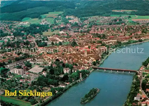 AK / Ansichtskarte Bad Saeckingen Fliegeraufnahme Rheinpartie / Bad Saeckingen /Waldshut LKR