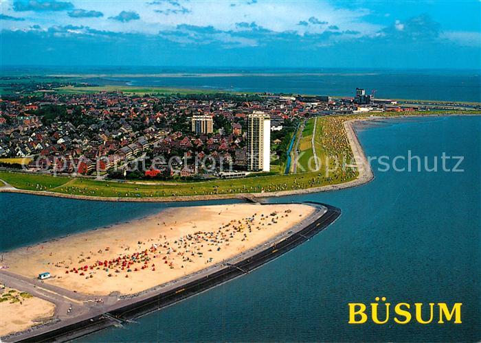 AK / Ansichtskarte Buesum Nordseebad Fliegeraufnahme mit Strand / Buesum /Dithmarschen LKR Nr AK / Ansichtskarte Buesum Nordseebad Fliegeraufnahme mit Strand / Buesum /Dithmarschen LKR Nr