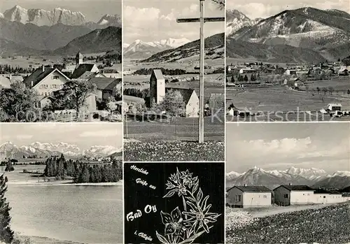 AK / Ansichtskarte Bad Oy Panorama Blick zur Zugspitze Mittelberg Wertacher Horn Schwarzenberger Weiher Feriendorf Kat. Oy Mittelberg