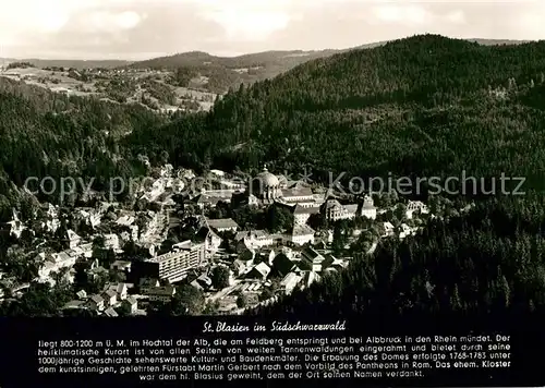 AK / Ansichtskarte St Blasien Panorama Kurort im Schwarzwald Fliegeraufnahme Schoening Geschichtskarte Kat. St. Blasien