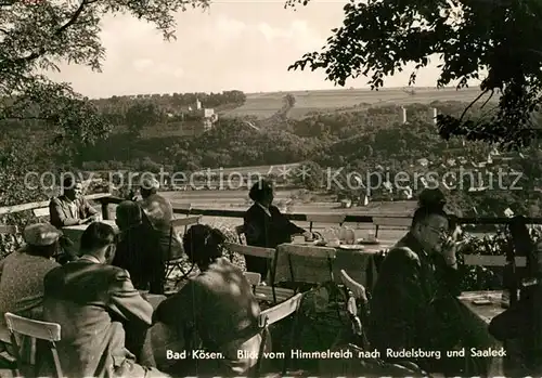 AK / Ansichtskarte Bad Koesen Blick vom Himmelreich nach Rudelsburg und Saaleck Berggaststaette Terrasse Kat. Bad Koesen