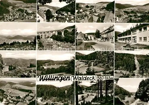 AK / Ansichtskarte Willingen Sauerland Teilansichten Landschaftspanorama Minigolf Viadukt Skisprungschanze Kat. Willingen (Upland)