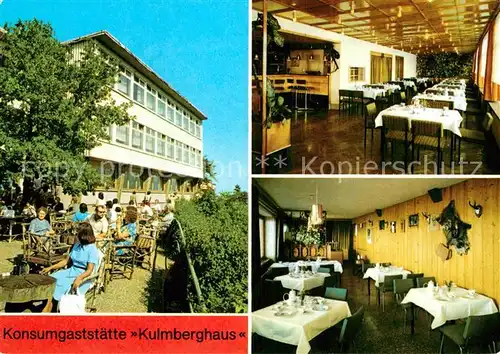 AK / Ansichtskarte Saalfeld Saale Konsum Gaststaette Kulmberghaus Gnomenbar Jaegerstube  Kat. Saalfeld