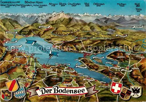 AK / Ansichtskarte Bodensee Panoramakarte  Kat. Bodensee