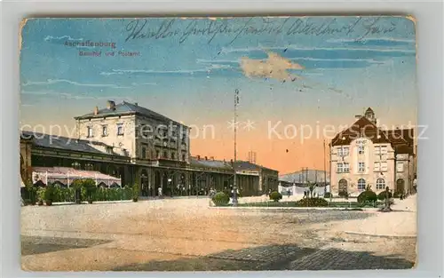 AK / Ansichtskarte Aschaffenburg Main Bahnhof Postamt Kat. Aschaffenburg
