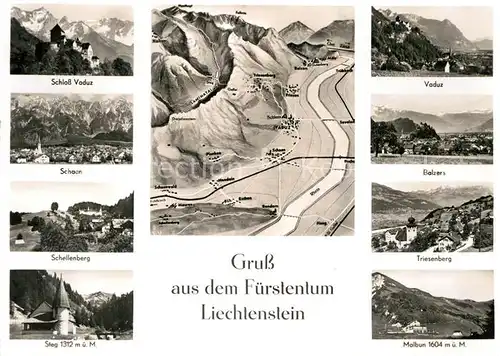 AK / Ansichtskarte Vaduz und weitere Staedte im Fuerstentum Liechtenstein Alpenpanorama Kat. Vaduz