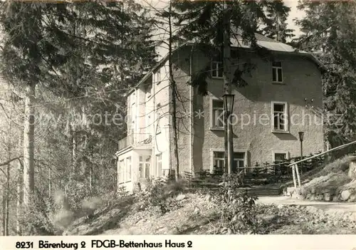 AK / Ansichtskarte Baerenburg Sachsen FDGB Bettenhaus Haus 2 Handabzug Kat. Altenberg