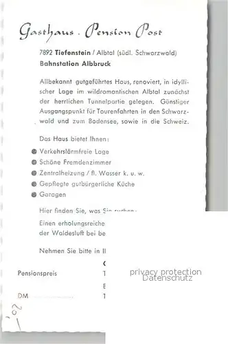 AK / Ansichtskarte Tiefenstein Albtal Pension Post Gasthaus Teilansicht Panorama  Kat. Goerwihl