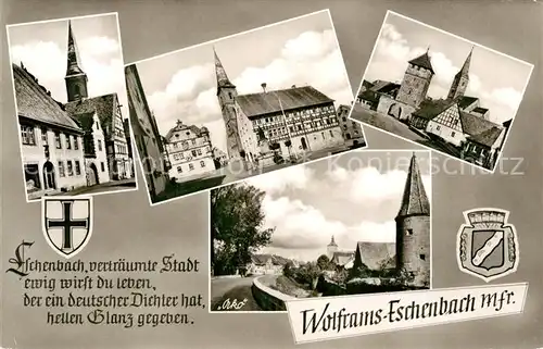 AK / Ansichtskarte Wolframs Eschenbach Oberes Tor Rathaus Kirche Kat. Wolframs Eschenbach
