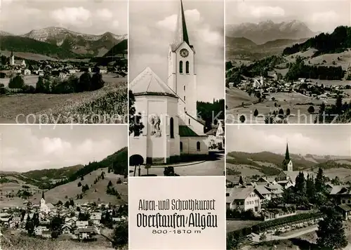 AK / Ansichtskarte Oberstaufen Alpen und Schrothkurort Allgaeuer Alpen Kirche Kat. Oberstaufen