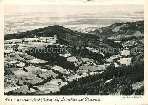 AK / Ansichtskarte Freiburg Breisgau Panorama Blick vom Schauinsland auf Luisenhoehe und Guenterstal Kat. Freiburg im Breisgau