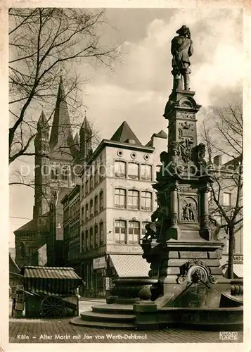 AK / Ansichtskarte Koeln Rhein Alter Markt mit Jan von Werth Denkmal Kat. Koeln